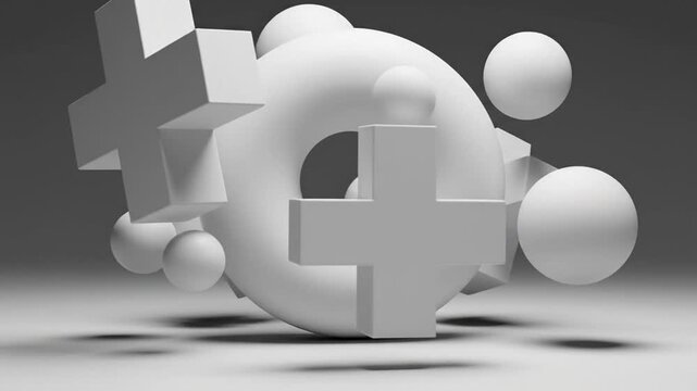 3D Shapes Rotating and Interacting Dynamically.