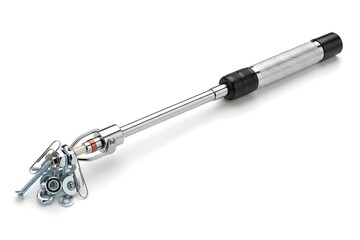 Fototapeta premium Ratchet Handle with Socket Wrench, Metal Tool on White Background
