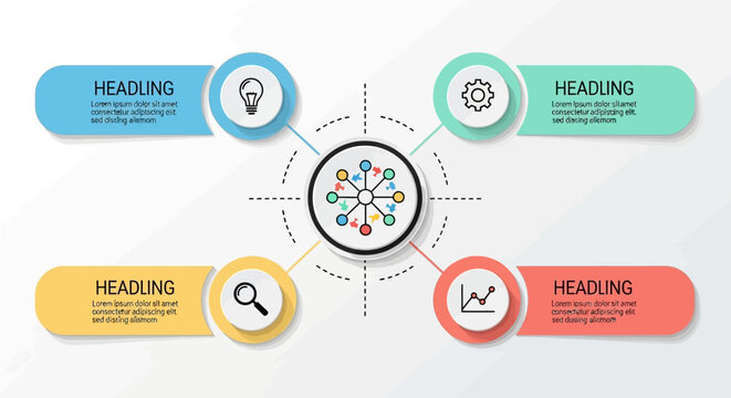 Modern business infographic design template vector with banners, step icons, arrows, labels, and presentation layout elements