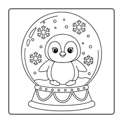 Magical Winter Cabin Globe Coloring Book