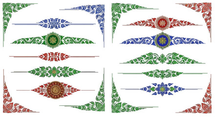 Christmas holiday decorative vector set of design elements for greeting cards and banners including trees stars ribbons frames icons winter celebration pattern illustration © nisrinaicca