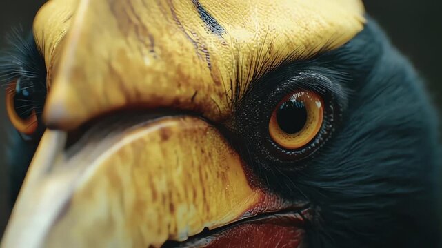Close-up of a Wrinkled Hornbill Bird