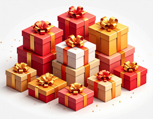Obraz premium Isometric Stacked Gift Boxes