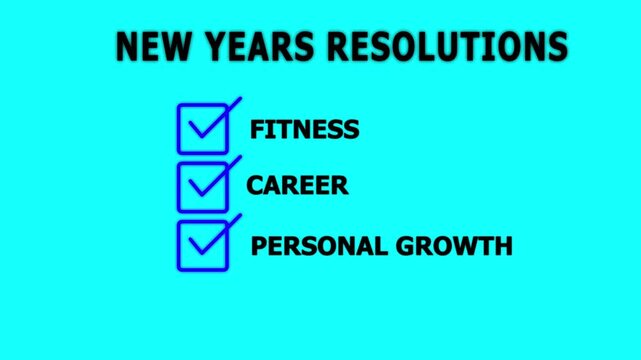 ticking checklist with , New Year resolution goal planning concept with on a Cyan background.