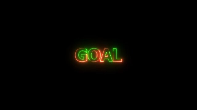 Bright Neon Goal Icon Animation with Luminous Effect