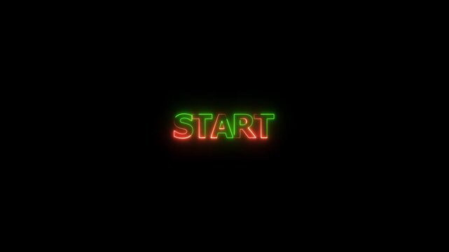 Digital Neon Start Sign with Red and Blue Glow