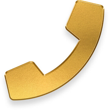 gold phone icon on transparent background