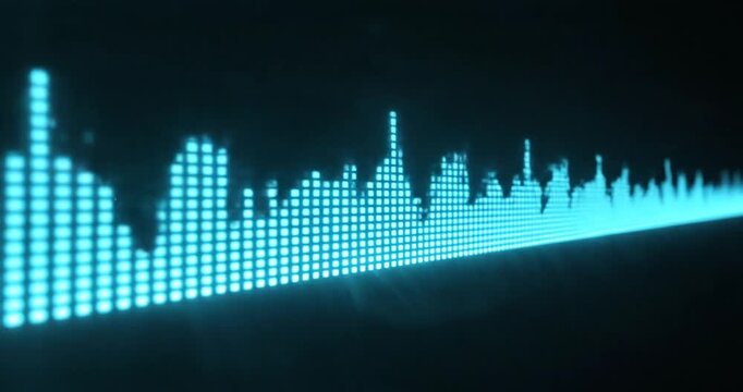 Abstract audio waveform visualization in vibrant blue tones against a dark background