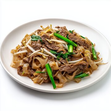 stir fried noodles with beef,  Cantonese beef chow fun