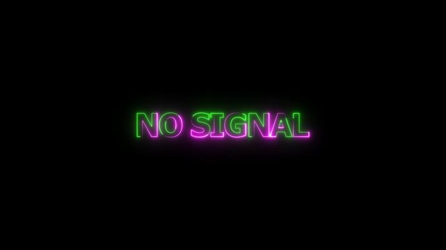 Cyberpunk Neon No Signal Text &ndash; Internet Connection Problem Concept .
