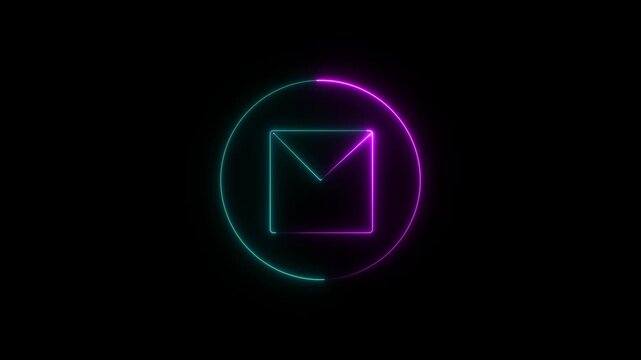 Neon Circle and Square Geometric Glow on Dark Background