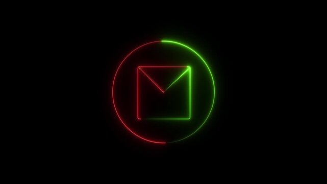 Abstract Red and Green Neon Shapes with Futuristic Design, Minimalist Neon Light Shapes in Red and Green on Black Background.