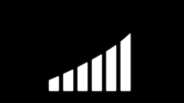 Abstract Data Visualization with White Neon Bar Chart