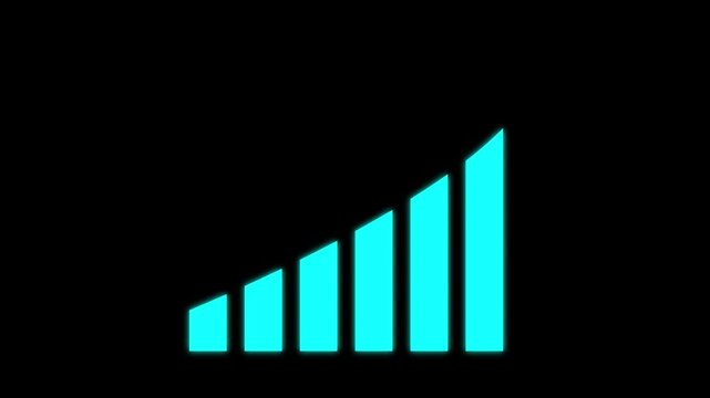 neon cyan bar chart showing business growth on black background