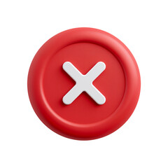 Obraz premium Red Button with White Cross Symbol - Negative Sign, Error, Cancel