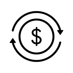 Obraz premium Circular arrow icon around a dollar coin representing cashback