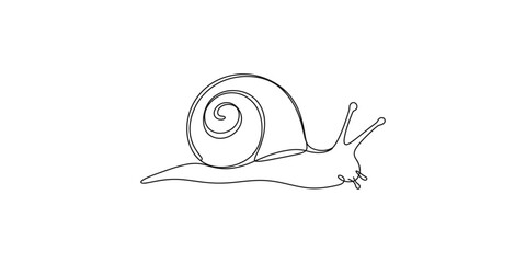 Continuous line drawing of a snail on white background one minimalist art © Line Art Gallery
