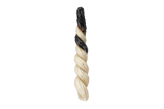Burnt candle wick with twisted cotton string