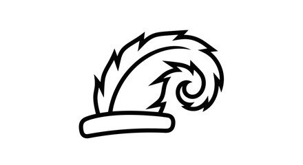 Naklejka premium A black and white drawing of a feathered hat