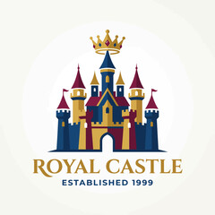 A beautifully designed logo featuring a majestic castle with turrets and flags, symbolizing fantasy and adventure. Perfect for brands related to entertainment and royal themes. © cheng lu