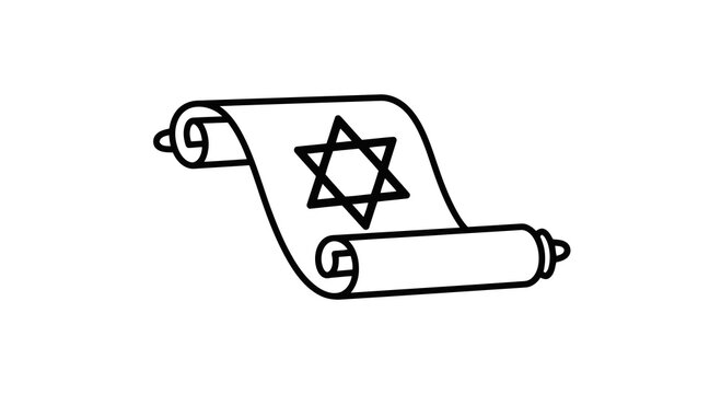 A black and white image of a jewish scroll with a star of david