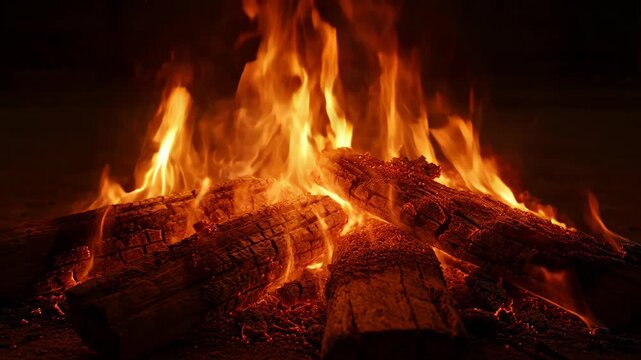 Vivid Bonfire for Holika Dahan Celebration During Chhoti Holi Festival with Bright Flames and Burning Logs