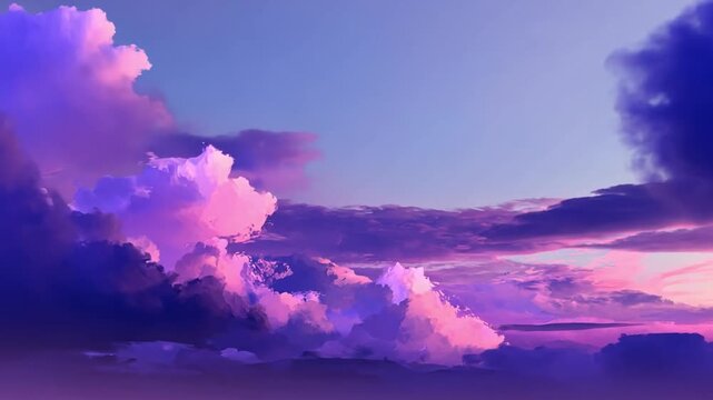 Beautiful Purple and Pink Clouds Under a Clear Sky at Dusk