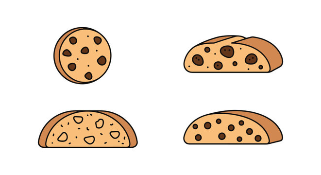 Biscotti Line art vector set creative abstract color design