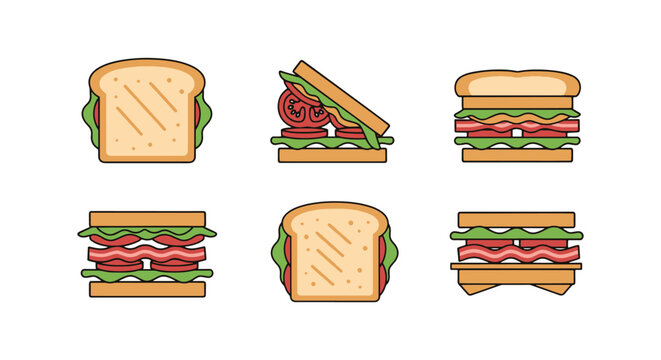 BLT Sandwich Line art vector soft vibrant abstract tone illustration