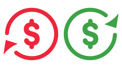 Obraz premium Cost reduction icon vector, cost savings icon, dollar decrease sign, cost symbol dollar increase and decrease icon