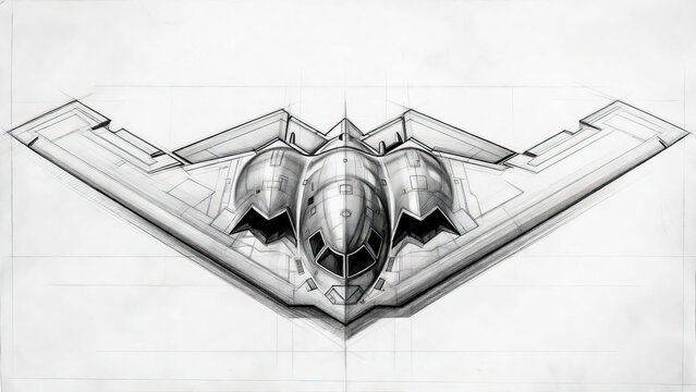 B-2 Spirit Flying at High Altitude &ndash; Invisible Stealth Warfare Concept	