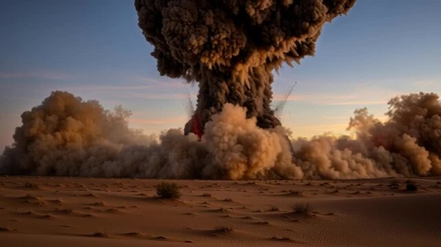 Nuclear Explosion in Desert Landscape.