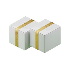 Fototapeta premium White Square Gift Boxes with Gold Stripe