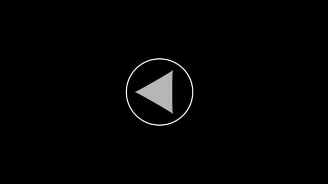 Gray Triangle Inside White Circle on Black Background play button