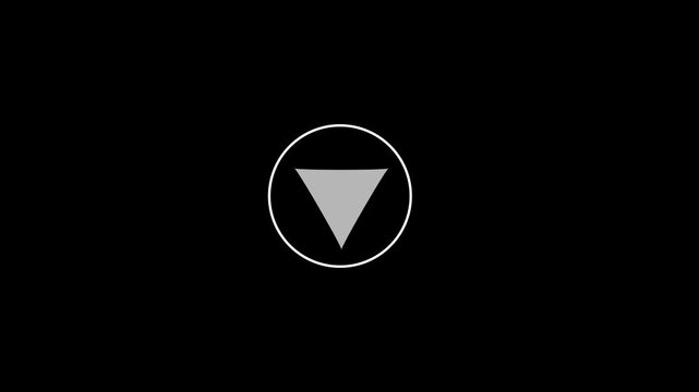 Gray Triangle Inside White Circle on Black Background play button