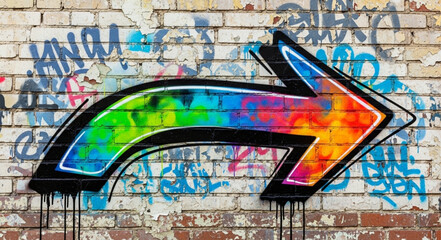 Colorful Arrow Graffiti Art on Brick Wall. © Yanto