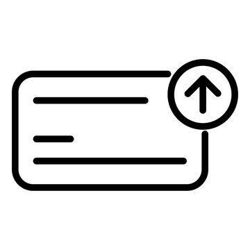 A line icon of a card with an upward pointing arrow representing a subscription plan upgrade or level increase