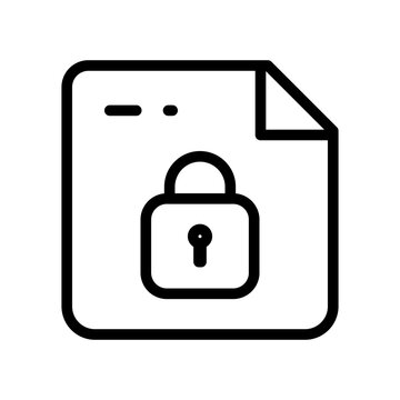 A line icon showing a document with a padlock symbol representing restricted or premium locked content