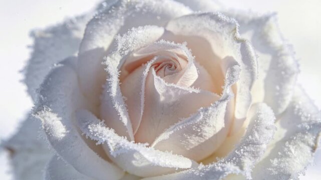 Snow-covered white roses in a mosaic pattern