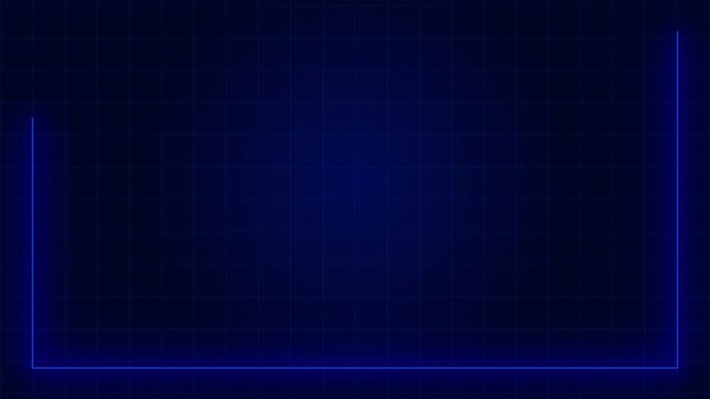 Animated glowing blue frame on grid dark blue gradient background. Hi-tech and modern background. 4K Video