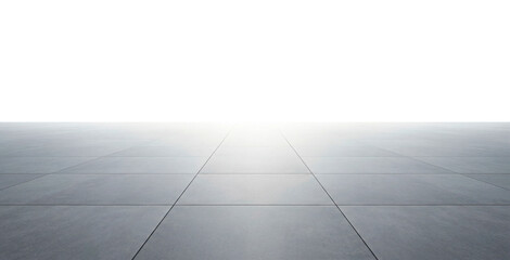 Empty concrete tiled floor with transparent background rendering