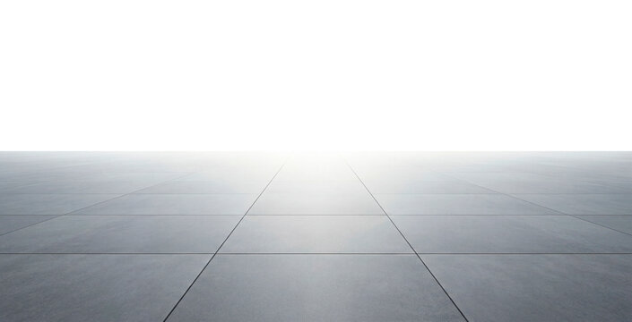 Empty concrete tiled floor with transparent background rendering