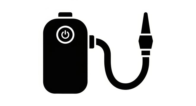 Portable electric air pump icon with hose and nozzle, essential for inflating vehicle tires, sports equipment, and general utility