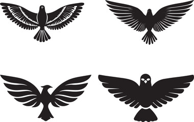 Obraz premium Black Silhouette Eagle wings flying isolated vector