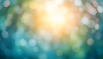 Obraz premium Fresh Spring Abstract Background With Bokeh Sun Glow And Blue Green Gradients