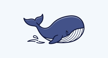Obraz premium Adorable blue cartoon whale swimming underwater illustration