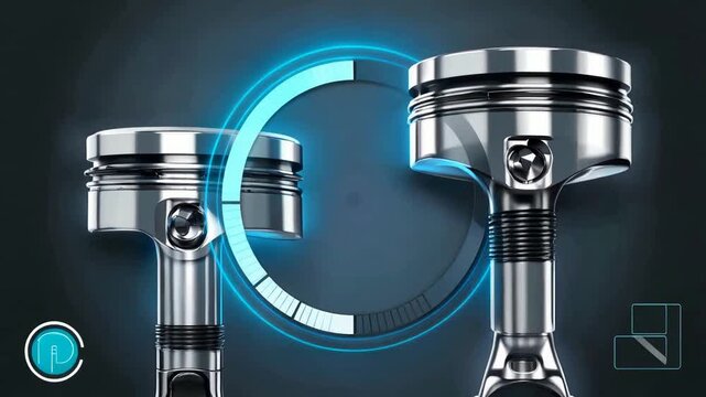 Piston Engine Parts Rotating Circle Animation.
