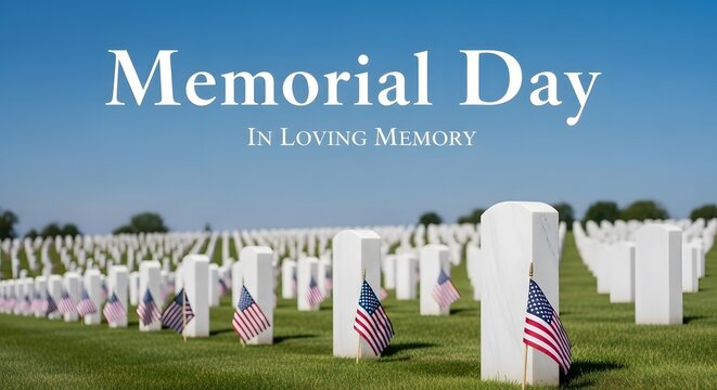Memorial day tribute honoring fallen heroes in american cemeteries on memorial day weekend