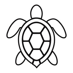 Obraz premium Tropical Sea Turtle Illustration Featuring Shell and Flippers in Simple Line Art Style