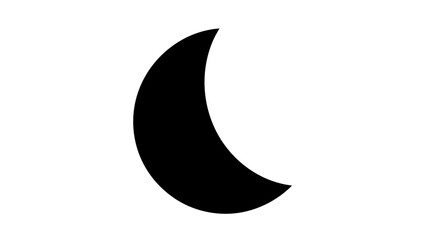 Black crescent moon icon on white background with bars